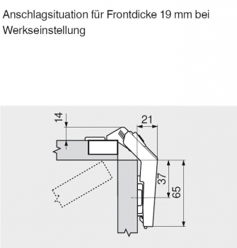 CLIP top 60° Eckschrank-Falttürscharnier, mit Feder, Topf: Schrauben