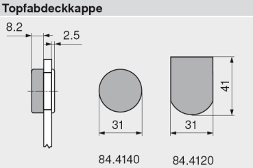 Glastürscharnier-Topfabdeckung, matt-nickel