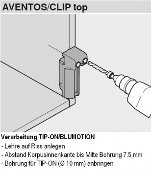 Bohrlehre für Türen BLUMOTION, TIP-ON