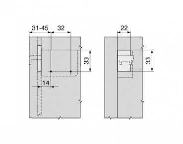 Set Schrankaufhänger, links/rechts, zum Schrauben, weiß RAL 9001