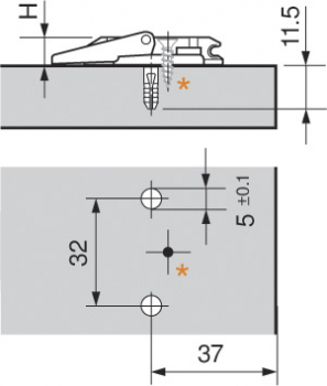 CLIP Montageplatte, 3 mm, Stahl, INSERTA, HV: Exzenter