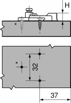 MODUL Montageplatte, kreuz, 3 mm, Zink, Spax-Schrauben, HV: 2-teilig