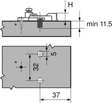 MODUL Montageplatte, kreuz, 0 mm, Zink, Systemschrauben, HV: 2-teilig