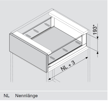 LEGRABOX free Set Glaseinschubelement - seitlich li/re, Höhe 138mm, NL=350-650mm, Klarglas
