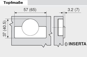 CLIP top Standardscharnier 100°, hochgekröpft, mit Feder, Topf: INSERTA