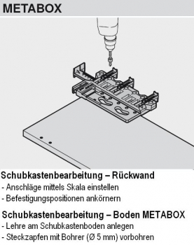 Universal-Bohrlehre LEGRABOX, MERIVOBOX, AVENTOS, TANDEMBOX, METABOX, TANDEM