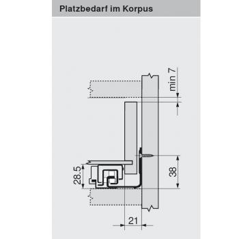 MOVENTO mit TIP-ON, Vollauszug für Holzschubkasten, 40 kg, NL=250mm, mit Kupplungen