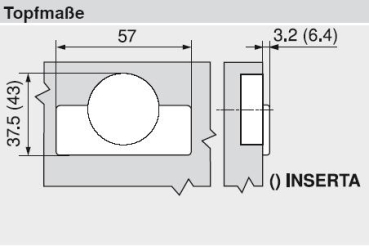 CLIP top Standardscharnier 110°, gekröpft, mit Feder, Topf: INSERTA