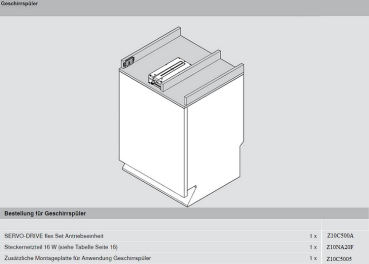 SERVO-DRIVE flex Antriebseinheit für Kühl-, Gefrier- und Geschirrspülgeräte, Set mit Antriebseinheit und Montagezubehör