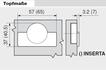 CLIP top Standardscharnier 107°, hochgekröpft, ohne Feder, Topf: INSERTA