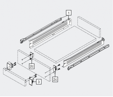 blum METABOX Stahlzarge N = 54 mm, Teilauszug, 25 kg, NL=270 mm, Schraubversion