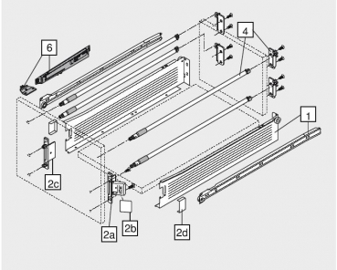 Reling verstellbar für Nennlänge 450 mm, für Reling B/Doppel-Reling B/BOXSIDE D