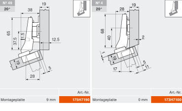 CLIP top BLUMOTION Winkelscharnier 20° II, aufschlagend, Topf: INSERTA