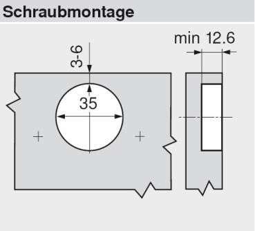 CLIP top Winkelscharnier -45° III, max. aufschlagend, ohne Feder, Topf: Schrauben