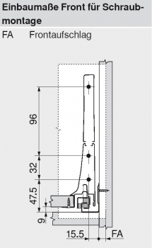 TANDEMBOX intivo/antaro Spülenzarge, Höhe M=83 mm, seidenweiß, NL=450-650mm, li/re