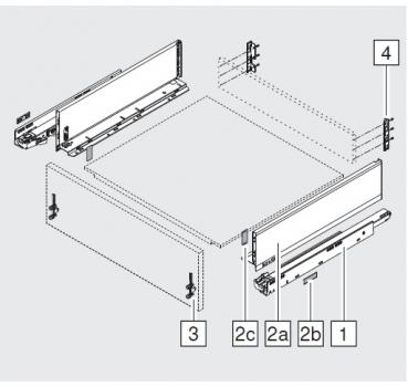 blum LEGRABOX pure Zarge K=128,3mm, NL=300 mm, oriongrau matt