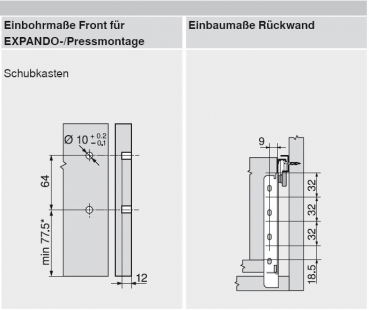 blum METABOX Stahlzarge H = 150mm, Teilauszug, 25 kg, NL=550 mm, Schraubversion