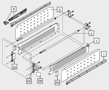 Reling verstellbar für Nennlänge 450 mm, für Reling B/Doppel-Reling B/BOXSIDE D