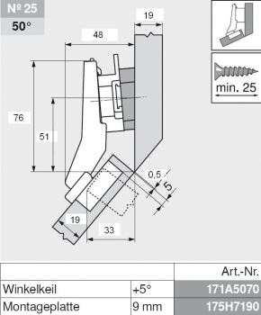 CLIP top BLUMOTION Winkelscharnier 45° I, halbaufschlagend, Topf: Schrauben