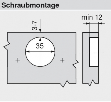 CLIP top Winkelscharnier +45° III, max. aufschlagend, ohne Feder, Topf: Schrauben