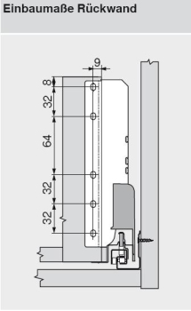 TANDEMBOX plus/antaro Spülenzarge, Höhe M=83 mm, RAL 9006 weißaluminium, NL=450-650mm, li/re