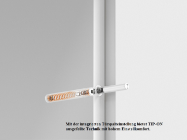 TIP-ON für Türen Langversion, ab Höhe 130cm, inkl. Haftplatten, Auslöseweg 1,5mm,  platingrau 