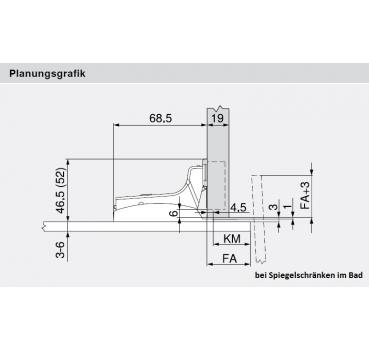 CRISTALLO-Montageplatte, zum Kleben, gerade, Zink, HV: 2-teilig