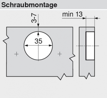 CLIP top BLUMOTION Winkelscharnier 45° II, aufschlagend, Topf: Schrauben