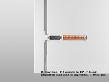 TIP-ON für Türen Langversion, ab Höhe 130cm, inkl. Haftplatten, Auslöseweg 1,5mm,  platingrau 