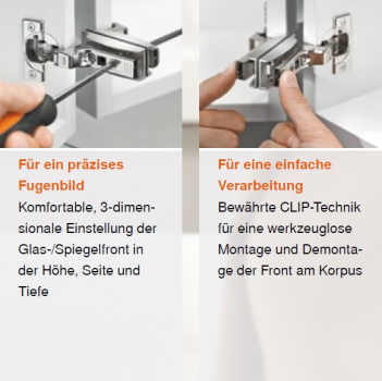 CRISTALLO-Montageplatte, zum Kleben, gerade, Zink, HV: 2-teilig