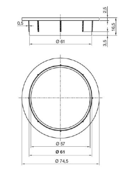 Kabeldurchlass Edelstahl Finish 61mm