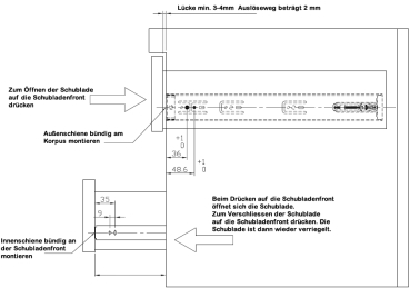 Set Kugelauszug TOUCH TO OPEN 250mm