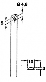 Profilstange massiv, halbrund 10 x 3mm, gerade, 1500mm