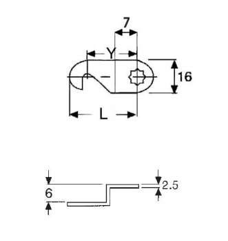 Riegel gekröpft mit Haken für Hebelschlösser, 30mm