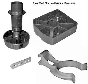 Set Sockelfußsystem 100mm mit großem Fuß 4teilig