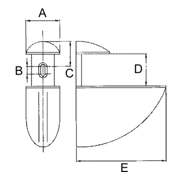 TABLARBODENHALTER EDELSTAHL LÄNGE 55mm SET