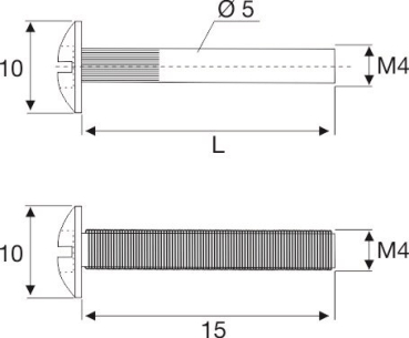 Korpus-Verbindungsschraube M4x15mm, Kombi-Kreuz, Länge 15mm, vernickelt, 100 Stück