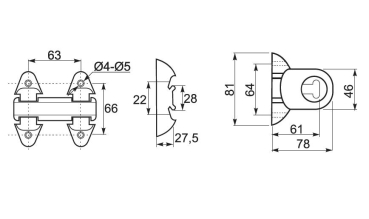 Krawattenhalter Alu Breite 78mm