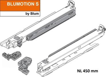 MOVENTO mit BLUMOTION, Vollauszug für Holzschubkasten Bodenmontage, Vollauszug, 40 kg, NL=450 mm, mit Kupplungen, li/re