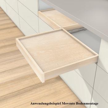 MOVENTO mit BLUMOTION, Vollauszug für Holzschubkasten Bodenmontage, Vollauszug, 40 kg, NL=450 mm, mit Kupplung, li/re