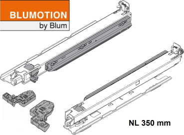 MOVENTO mit BLUMOTION, Vollauszug für Holzschubkasten Bodenmontage, Vollauszug, 40 kg, NL=350 mm, mit Kupplung, li/re