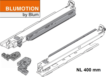 MOVENTO mit BLUMOTION, Vollauszug für Holzschubkasten Bodenmontage, Vollauszug, 40 kg, NL=400 mm, mit Kupplung, li/re