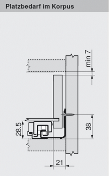 MOVENTO mit BLUMOTION S, Vollauszug für Holzschubkasten, 60 kg, NL=600mm, mit Kupplungen, für TIP-ON-Blumotion, 766H6000S