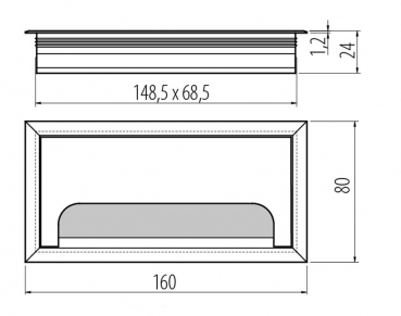 Kabeldurchlass Aluminium 80x160x24 mm Alu