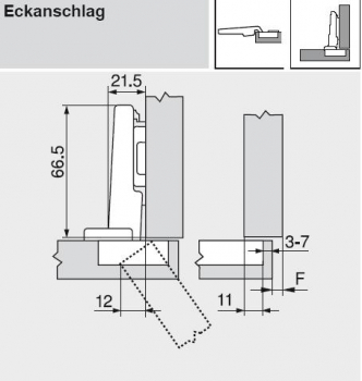 CLIP top BLUMOTION Standardscharnier 110°, gerade, mit Feder, Topf: Schrauben, Onyxschwarz