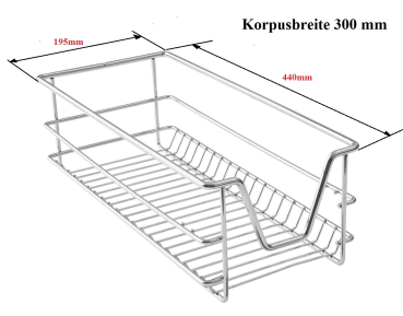 Teleskopschublade Small-Korb für KB 300 mm, Tiefe 440mm