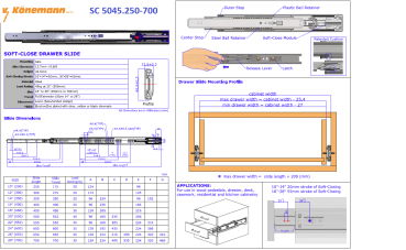 Set Teleskopauszug SOFTCLOSING  300mm, 20mm Softeinzug