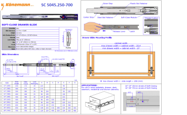 Set Teleskopauszug SOFTCLOSING  550mm, 55mm Softeinzug