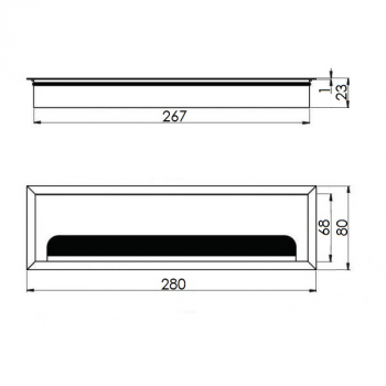 Kabeldurchlass Aluminium 80x280x23 mm Alu