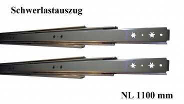 Set Kugelvollauszug Teleskopauszug Schwerlastauszug bis 110 kg, 65 kg bei 1100mm